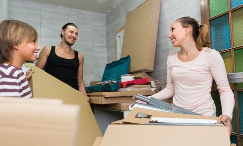 Local removals team preparing a moving van in Shirley
