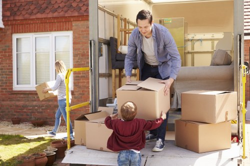 Student storage unit in Shirley with neatly packed boxes
