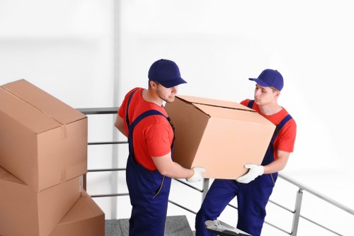 Professional office removals in Shirley with packed equipment ready for transport