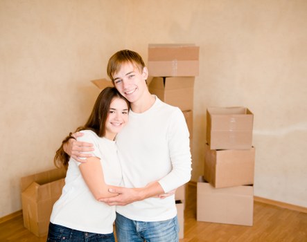 Packed boxes ready for house removals in Shirley