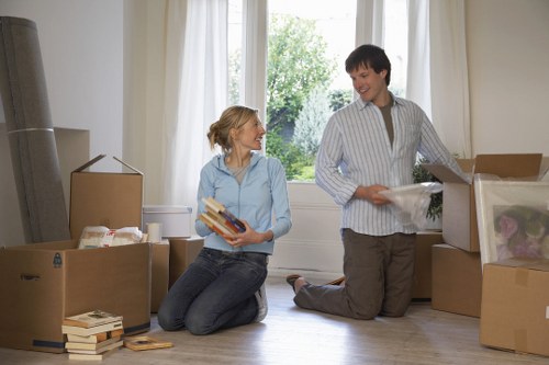 Apartment moving team handling furniture in Shirley